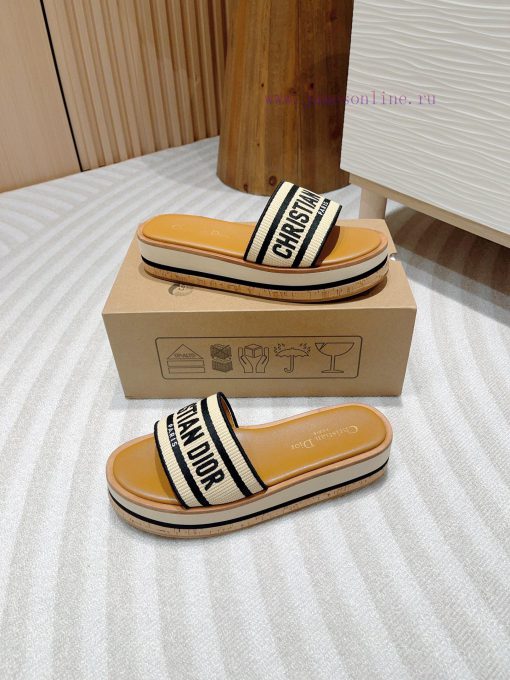 -Black stripe24Ss new Dior Riviera Dway embroidered thick soled slippers in jelly colorThis quqws0g2 - Image 6