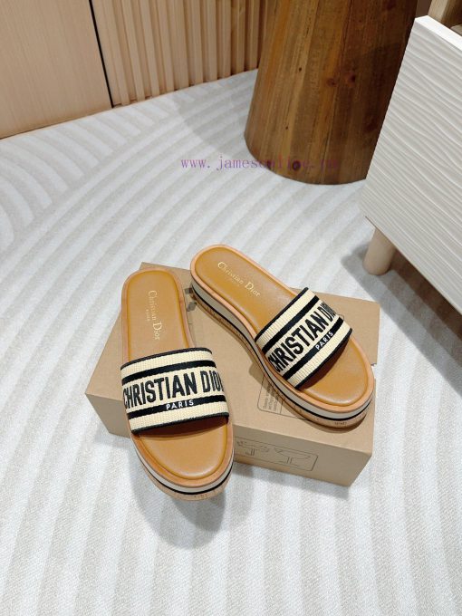 -Black stripe24Ss new Dior Riviera Dway embroidered thick soled slippers in jelly colorThis quqws0g2 - Image 9