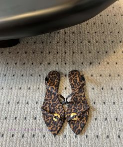 SAINT LAUREN * 24/New flat bottomed metal strap slippersYsl Original Craftsmanship, Metal Hean3yr2ym