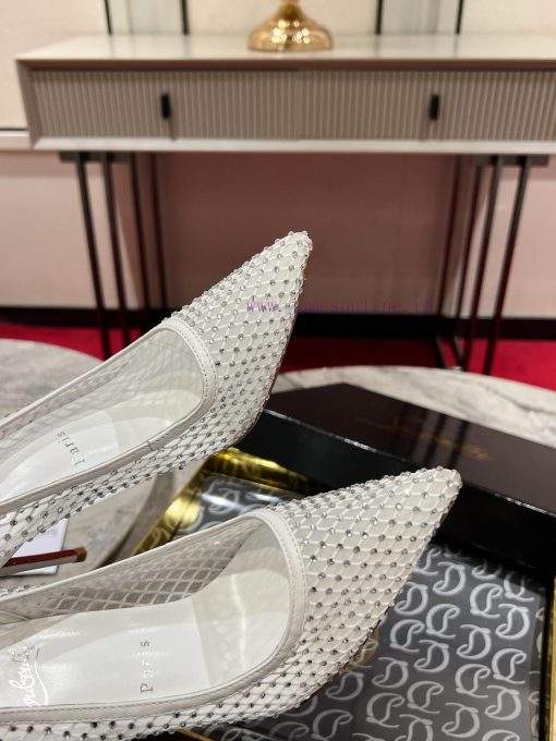 ∙ Mesh full of diamonds ∙ ꫛꫀ w ︎ ️Maison Christian Louboutin is made of white mesh, with an rs93s2jr - Image 8