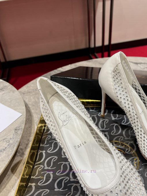 ∙ Mesh full of diamonds ∙ ꫛꫀ w ︎ ️Maison Christian Louboutin is made of white mesh, with an rs93s2jr - Image 9
