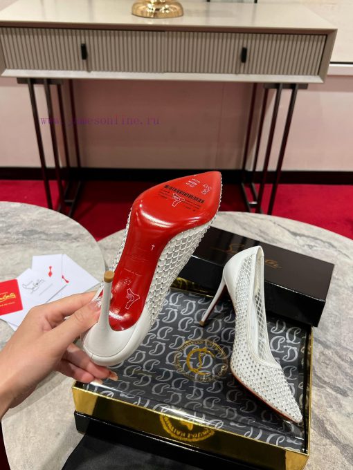 ∙ Mesh full of diamonds ∙ ꫛꫀ w ︎ ️Maison Christian Louboutin is made of white mesh, with an rs93s2jr - Image 10