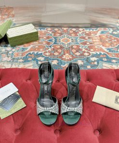 ️GG Crystal Buckle Fine Heel Water Diamond Silk Sandals Original Edition 11 Reproduction Eve0wevrfy6