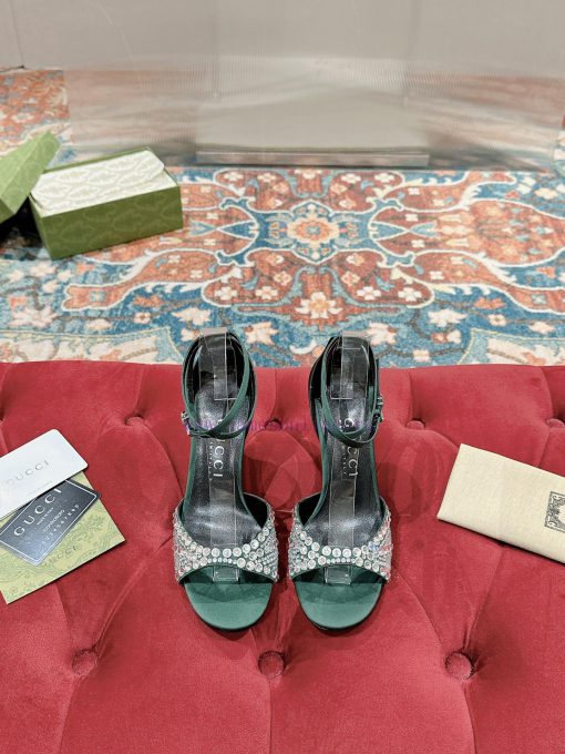 ️GG Crystal Buckle Fine Heel Water Diamond Silk Sandals Original Edition 11 Reproduction Eve0wevrfy6 - Image 2