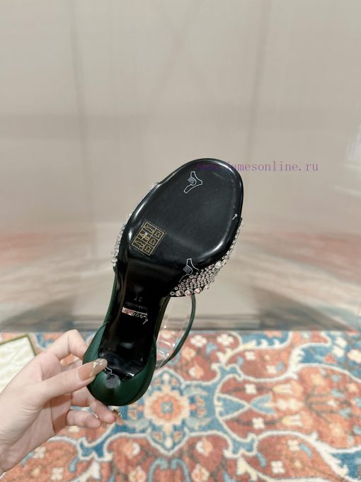 ️GG Crystal Buckle Fine Heel Water Diamond Silk Sandals Original Edition 11 Reproduction Eve0wevrfy6 - Image 9