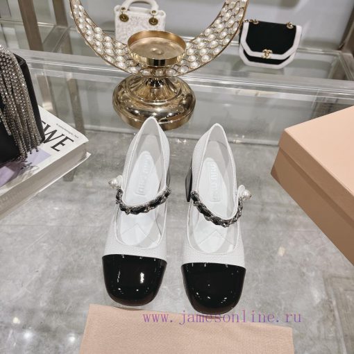MIUMU 2024 Spring/Summer New Mary Jane Single ShoesThe combination of color blocking and supnmgpmvtb - Image 2