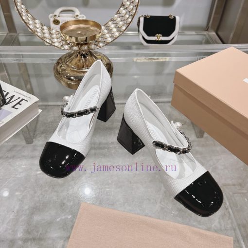 MIUMU 2024 Spring/Summer New Mary Jane Single ShoesThe combination of color blocking and supnmgpmvtb - Image 4