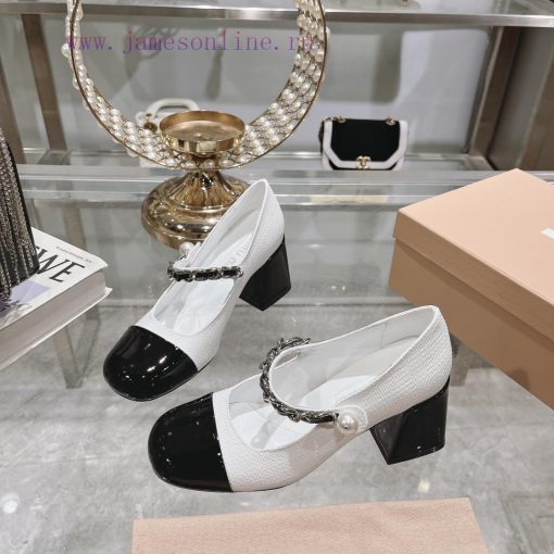 MIUMU 2024 Spring/Summer New Mary Jane Single ShoesThe combination of color blocking and supnmgpmvtb - Image 5