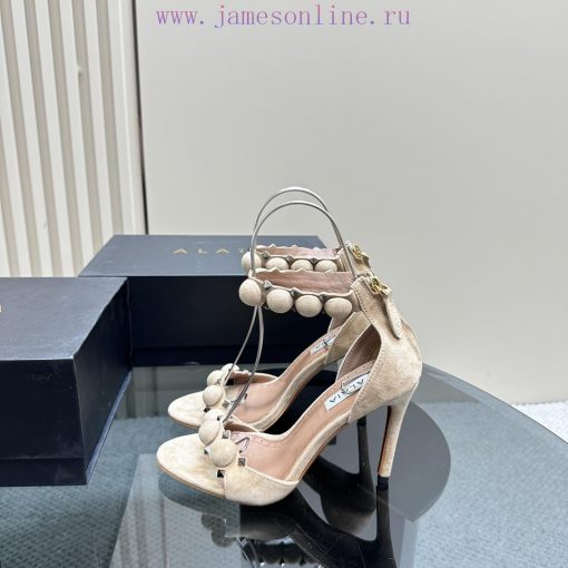 AlAIA round buckle rivet high-heeled sandalsCountless renowned designers regard him as the 'fwsypoco