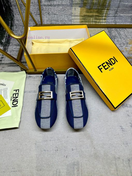 Latest FENDI loafers, two tone striped canvas fabric, embroidered edging, gold buckle, sheepb9oih9sw - Image 4