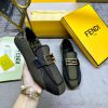 Latest FENDI loafers, two tone striped canvas fabric, embroidered edging, gold buckle, sheepl7elcf27