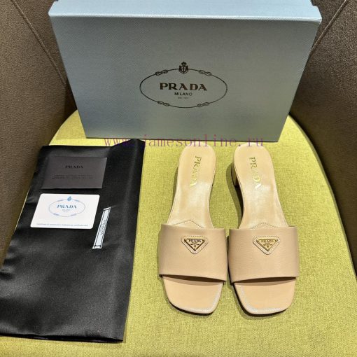 Mid heeled slippers in 4 colorsPrada/Prada 2024 Spring/Summer New Product Saffiano Lacquer Lmwo9j3um