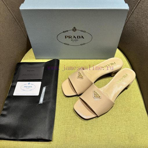Mid heeled slippers in 4 colorsPrada/Prada 2024 Spring/Summer New Product Saffiano Lacquer Lmwo9j3um - Image 4