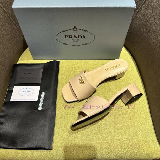 Mid heeled slippers in 4 colorsPrada/Prada 2024 Spring/Summer New Product Saffiano Lacquer Lmwo9j3um - Image 5