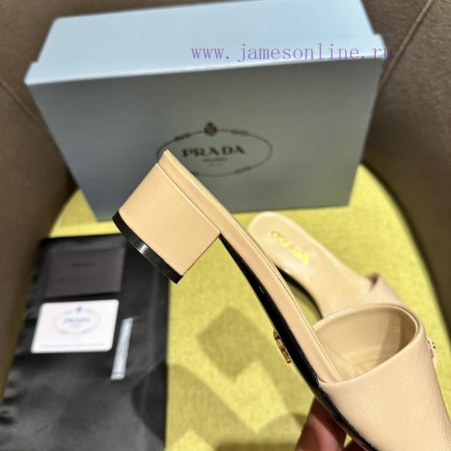 Mid heeled slippers in 4 colorsPrada/Prada 2024 Spring/Summer New Product Saffiano Lacquer Lmwo9j3um - Image 8
