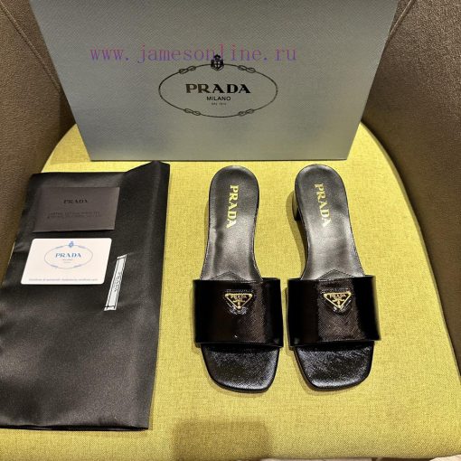 Mid heeled slippers in 4 colorsPrada/Prada 2024 Spring/Summer New Product Saffiano Lacquer Laogj4z6h - Image 2