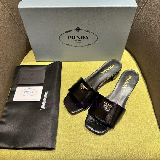 Mid heeled slippers in 4 colorsPrada/Prada 2024 Spring/Summer New Product Saffiano Lacquer Laogj4z6h - Image 3