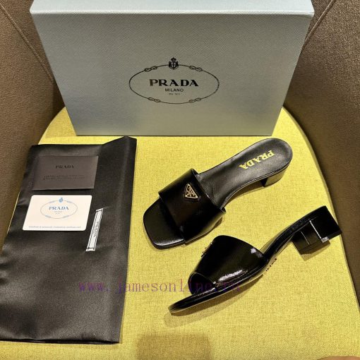 Mid heeled slippers in 4 colorsPrada/Prada 2024 Spring/Summer New Product Saffiano Lacquer Laogj4z6h - Image 5