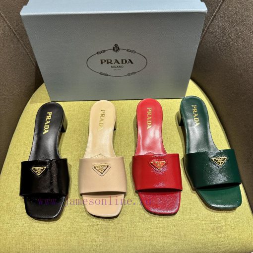 Mid heeled slippers in 4 colorsPrada/Prada 2024 Spring/Summer New Product Saffiano Lacquer Laogj4z6h - Image 10