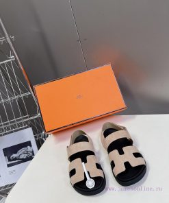 Male 10 Η ERMES Hermes Spring/Summer Classic Couple's Second Uncle Slippers Chypre Ugly Cuteqe24thrt