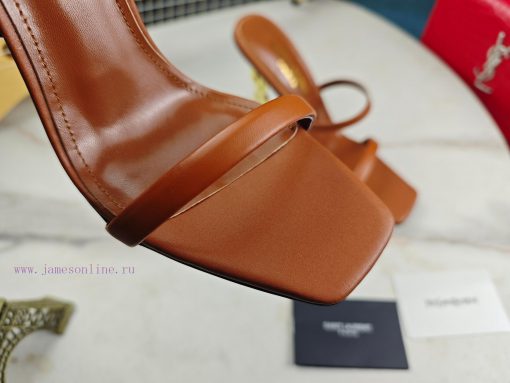 RiceSaint Laurent slim heeled sandals 2024 early autumn synchronized YSL rhinestone buckle d1upwpvua - Image 6