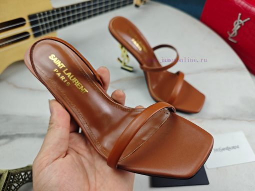 RiceSaint Laurent slim heeled sandals 2024 early autumn synchronized YSL rhinestone buckle d1upwpvua - Image 7