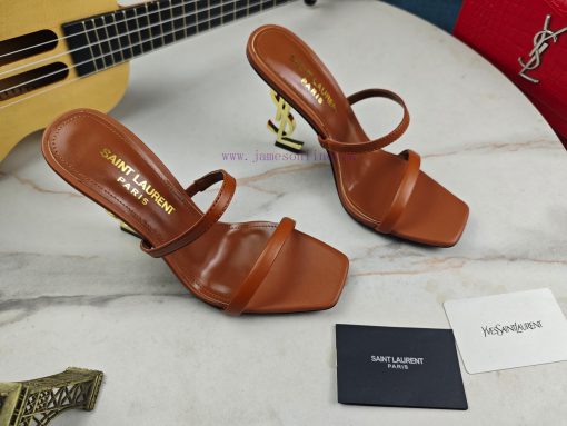 RiceSaint Laurent slim heeled sandals 2024 early autumn synchronized YSL rhinestone buckle d1upwpvua - Image 9
