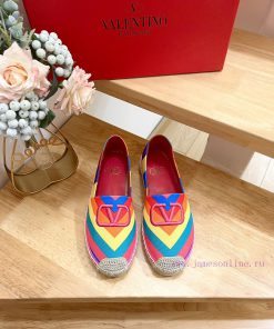 Valentino Garavani/Valentino Printed Canvas New Fisherman's Shoes-Embroidery VLogo logo-Canveyxy3xqv