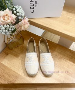 CELINE Striped Flat Heel Fisherman's Shoes This single shoe is made of cotton canvas and feaa6jq0a0e