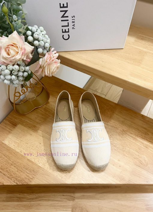 CELINE Striped Flat Heel Fisherman's Shoes This single shoe is made of cotton canvas and feaa6jq0a0e - Image 2