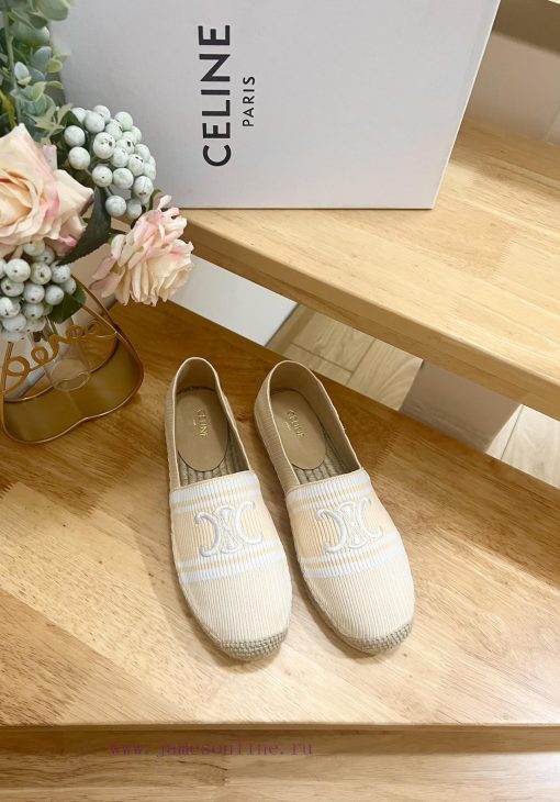 CELINE Striped Flat Heel Fisherman's Shoes This single shoe is made of cotton canvas and feaa6jq0a0e - Image 3