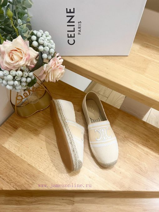 CELINE Striped Flat Heel Fisherman's Shoes This single shoe is made of cotton canvas and feaa6jq0a0e - Image 6