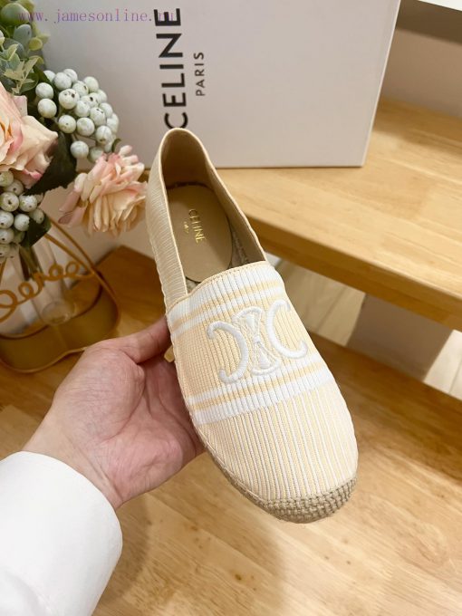 CELINE Striped Flat Heel Fisherman's Shoes This single shoe is made of cotton canvas and feaa6jq0a0e - Image 8
