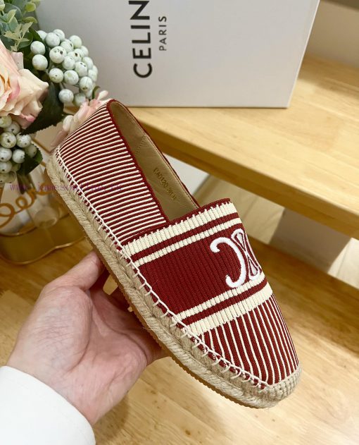CELINE Striped Flat Heel Fisherman's Shoes This single shoe is made of cotton canvas and fea5g8xdx56 - Image 7