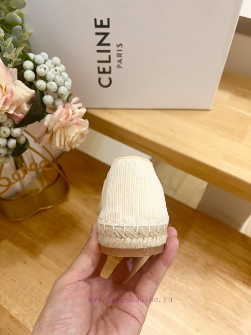 CELINE Striped Flat Heel Fisherman's Shoes This single shoe is made of cotton canvas and feaa6jq0a0e - Image 10