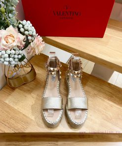 Valentino Garavani Lychee Leather Strap Thick Bottom Slope Heel Sandals-Customized Edition-Mqp91kewo