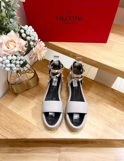 Valentino Garavani Lychee Leather Strap Thick Bottom Slope Heel Sandals-Customized Edition-M25pnexkk - Image 2