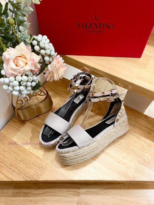Valentino Garavani Lychee Leather Strap Thick Bottom Slope Heel Sandals-Customized Edition-M25pnexkk - Image 3