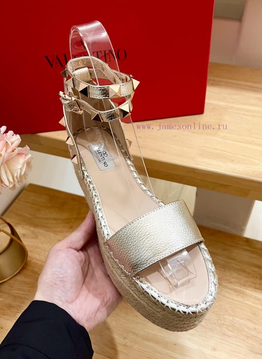 Valentino Garavani Lychee Leather Strap Thick Bottom Slope Heel Sandals-Customized Edition-Mqp91kewo - Image 6