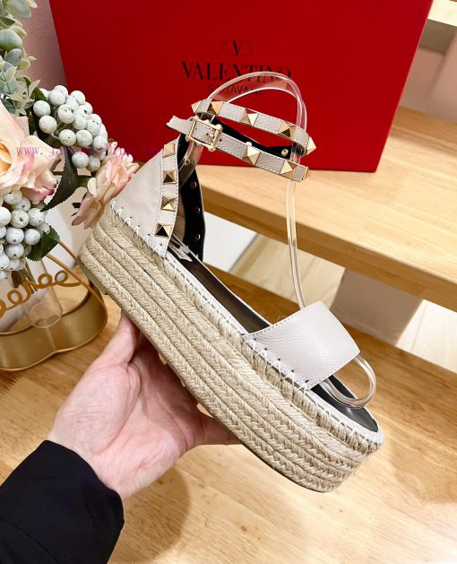 Valentino Garavani Lychee Leather Strap Thick Bottom Slope Heel Sandals-Customized Edition-M25pnexkk - Image 5