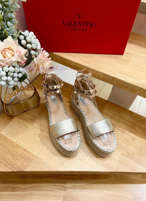 Valentino Garavani Lychee Leather Strap Thick Bottom Slope Heel Sandals-Customized Edition-Mqp91kewo - Image 7