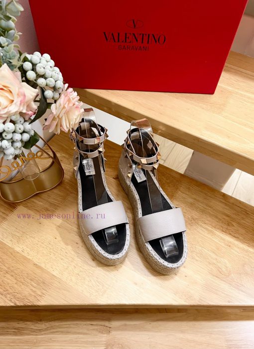 Valentino Garavani Lychee Leather Strap Thick Bottom Slope Heel Sandals-Customized Edition-M25pnexkk - Image 7