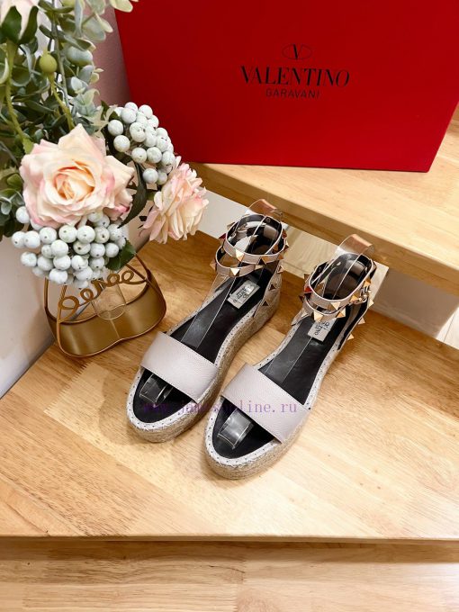 Valentino Garavani Lychee Leather Strap Thick Bottom Slope Heel Sandals-Customized Edition-M25pnexkk - Image 8