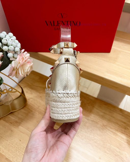 Valentino Garavani Lychee Leather Strap Thick Bottom Slope Heel Sandals-Customized Edition-Mqp91kewo - Image 10