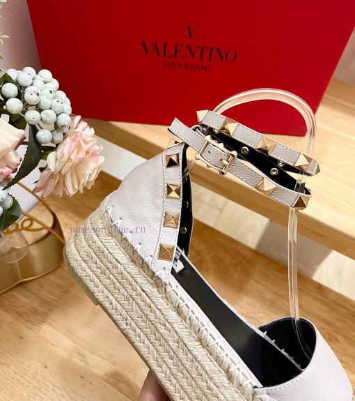 Valentino Garavani Lychee Leather Strap Thick Bottom Slope Heel Sandals-Customized Edition-M25pnexkk - Image 9