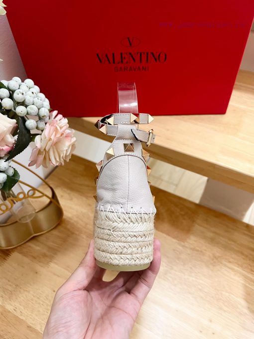 Valentino Garavani Lychee Leather Strap Thick Bottom Slope Heel Sandals-Customized Edition-M25pnexkk - Image 10