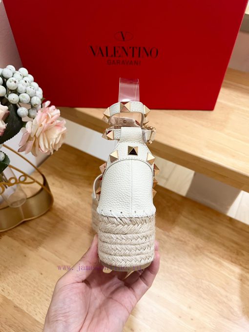 Valentino Garavani Lychee Leather Strap Thick Bottom Slope Heel Sandals-Customized Edition-Mdc326nvw - Image 10