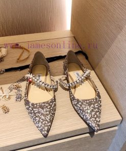 Top qualityjimmy choo ss24 new arrival～JC Classic Series | Pearl Diamond Chain Pointed Flat bk21f2jb