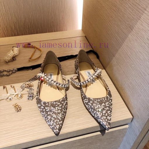 Top qualityjimmy choo ss24 new arrival～JC Classic Series | Pearl Diamond Chain Pointed Flat bk21f2jb