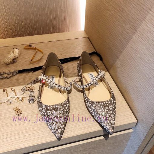 Top qualityjimmy choo ss24 new arrival～JC Classic Series | Pearl Diamond Chain Pointed Flat bk21f2jb - Image 2